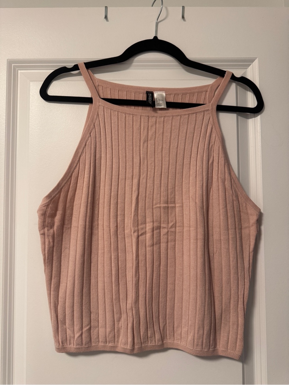 H&M Blush Ribbed Halter Tank Top